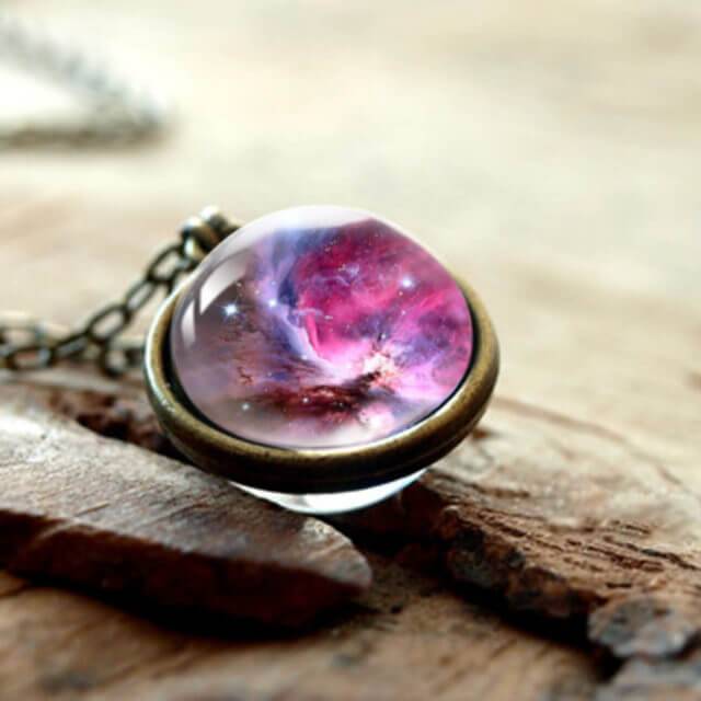Round Shaped Space Themed Pendant Necklace  THE UNIVERSE AT YOUR FINGERTIP